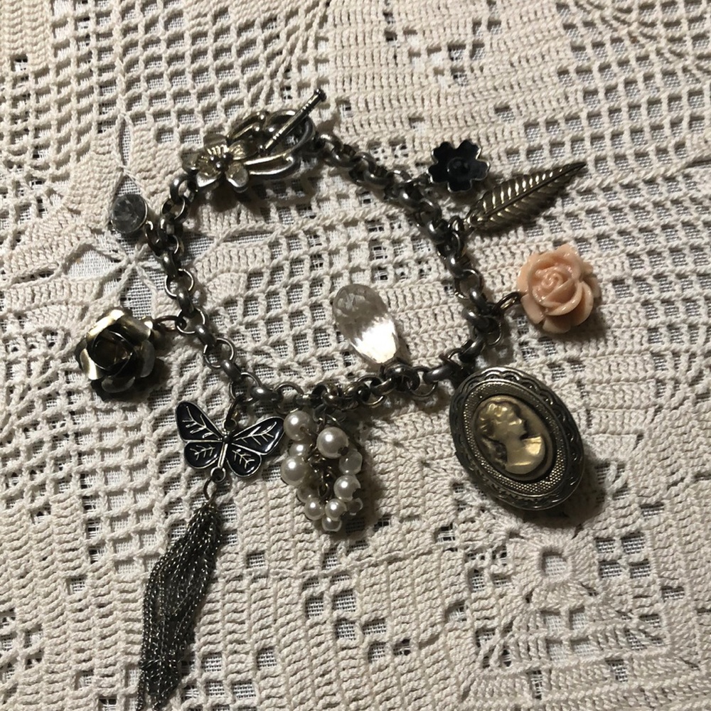 Vintage Gold Tone Repurposed Charm Bracelet